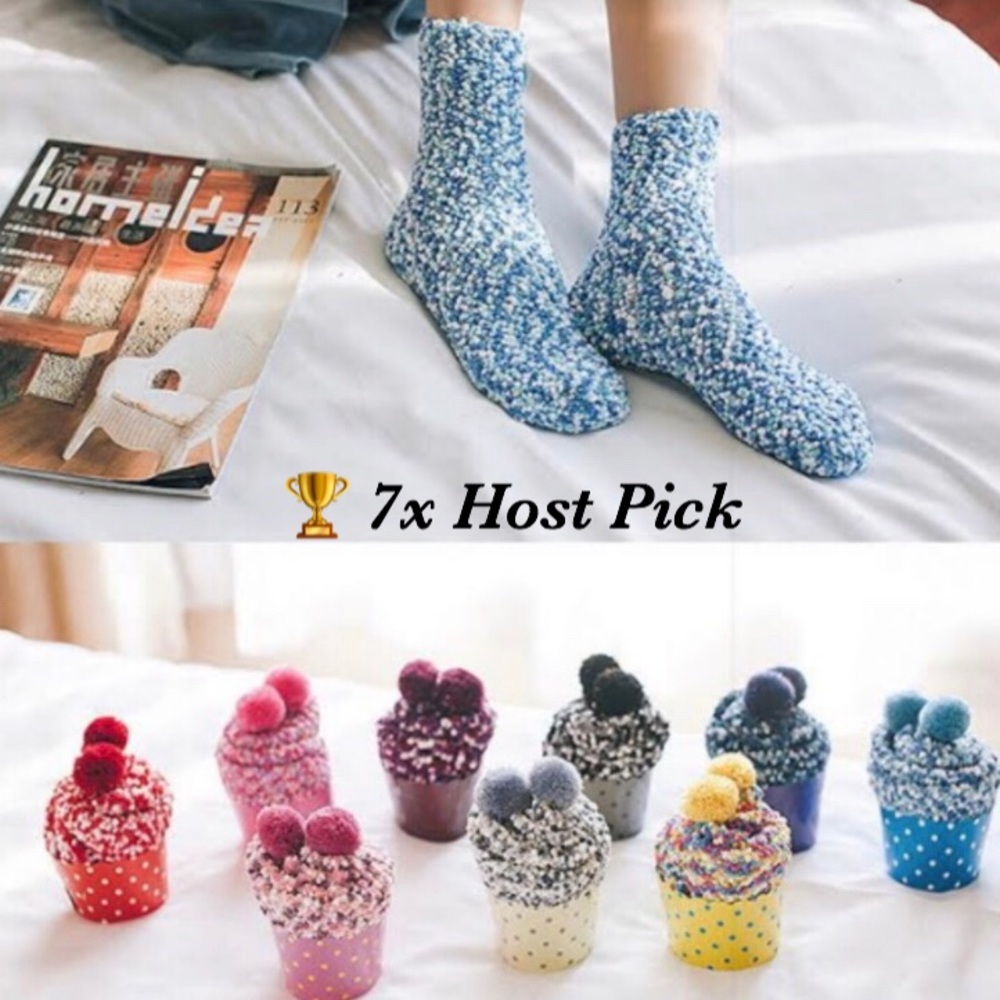 Cupcake Pom Pom Fuzzy Socks! 4 left! - Picture 1 of 7